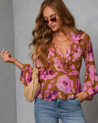 Wild Fig Ruffle Chiffon Top