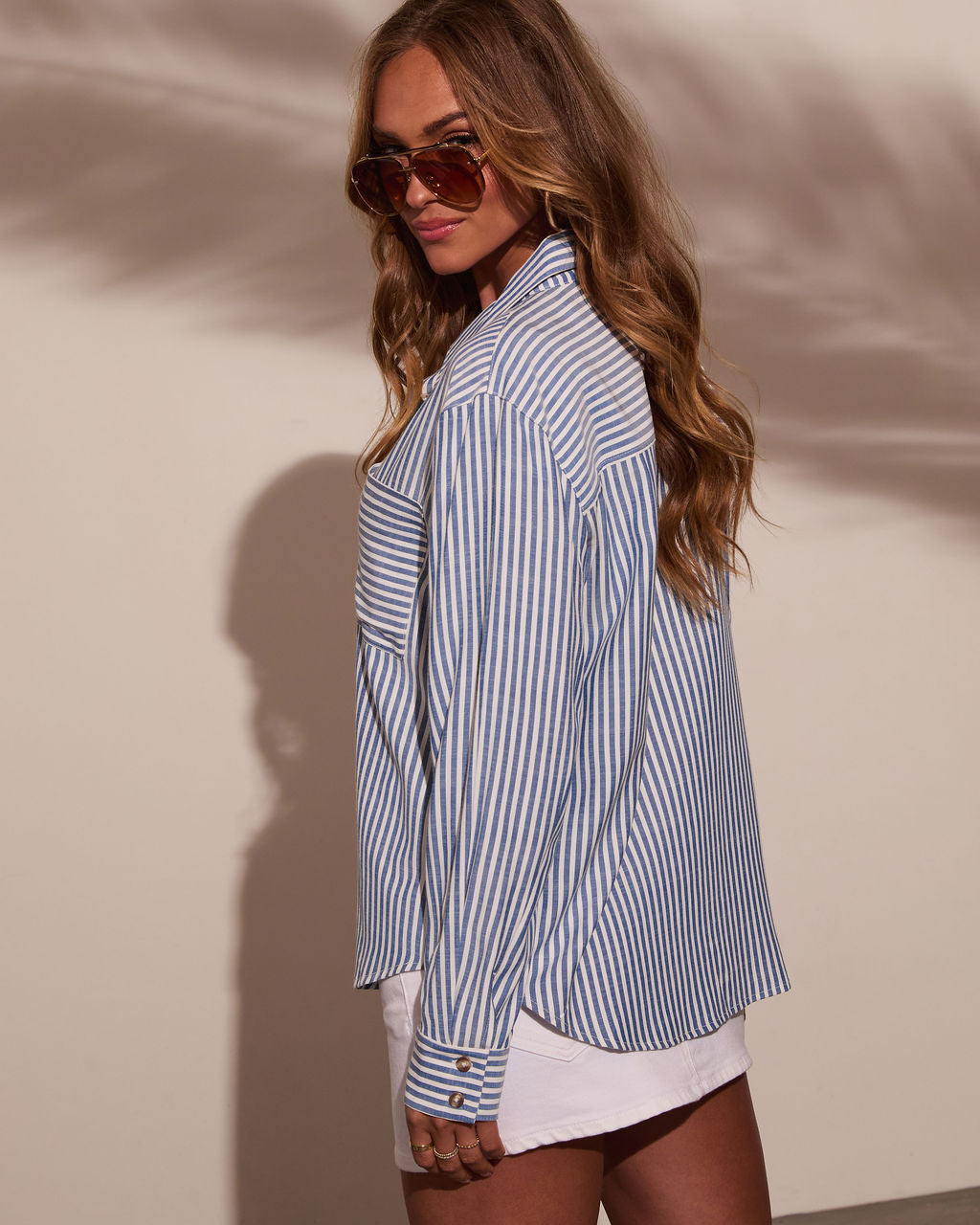 Kaylin Striped Button Down Top