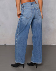 Burnt Sugar Rigid High Rise Stud Embellished Barrel Jeans