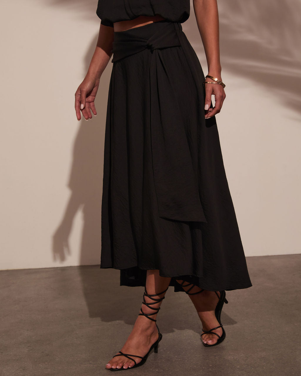 Sharena Waist Tie Midi Skirt