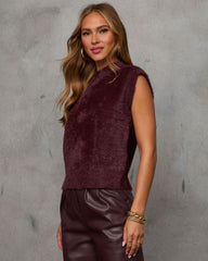 Becka Fuzzy Knit Sleeveless Sweater Top