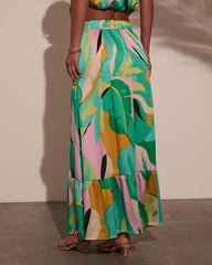 Serene Shores Tiered Floral Maxi Skirt