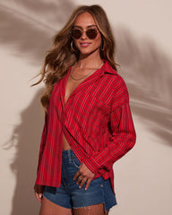 Tinslee Striped Button Down Top