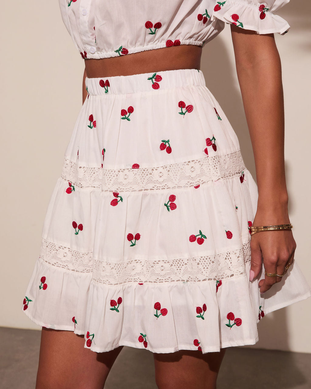 Celinea Cherry Print Mini Skirt