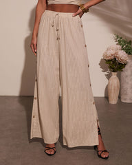 Lida Buttoned Striped Wide Leg Pants
