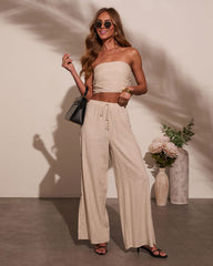 Lida Buttoned Striped Wide Leg Pants