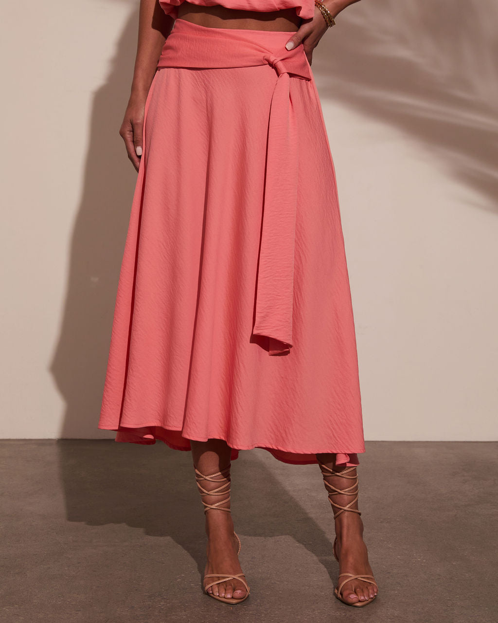 Sharena Waist Tie Midi Skirt