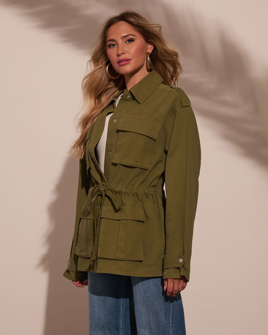 Stay Ready Cinched Waist Utility Jacket