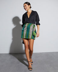 Sherlyn Satin Embossed Button Down Top