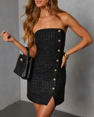 Glam Vibes Metallic Tweed Mini Dress