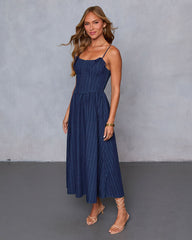 Good On You Denim Bustier Midi Dress