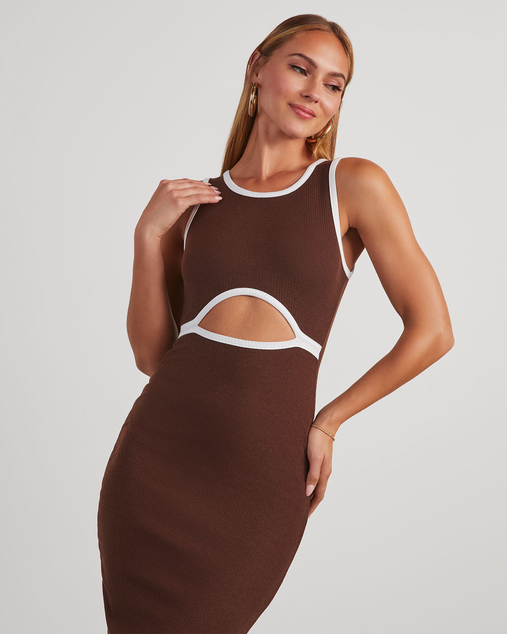 Cici Scoop Neck Bodycon Midi Dress