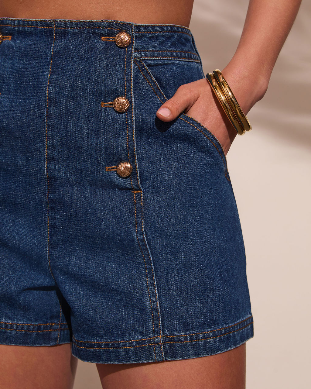 Heritage Hues High Rise Sailor Denim Shorts