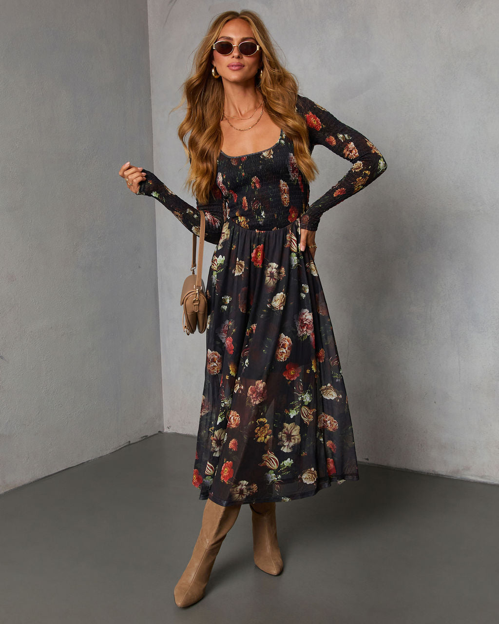 Dried Bloom Printed Maxi Dress