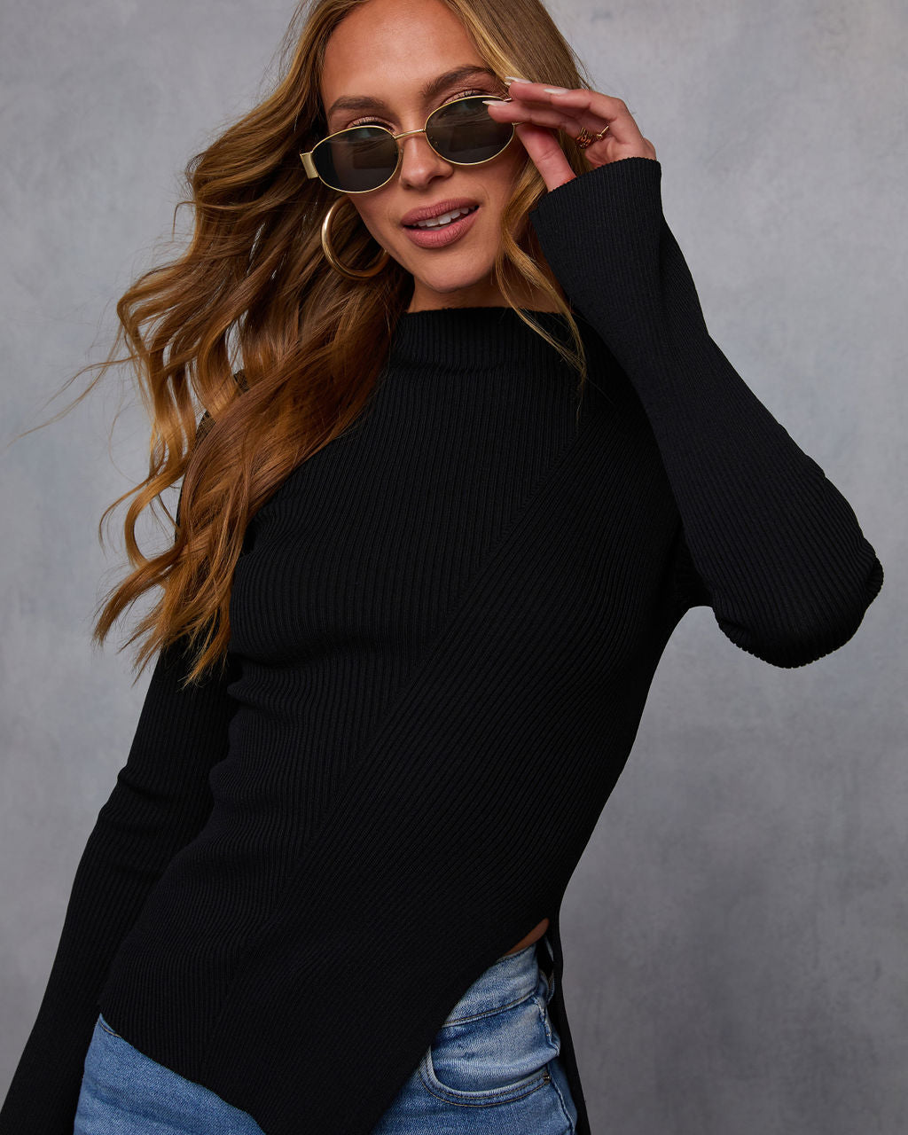 Reina Ribbed Mockneck Top