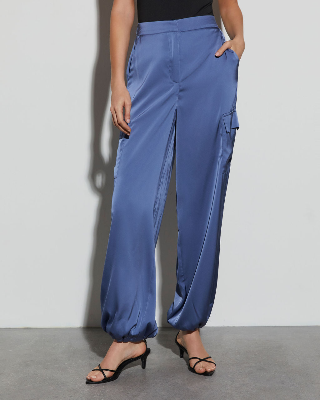 Alana Pocketed Satin Cargo Joggers