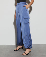 Alana Pocketed Satin Cargo Joggers