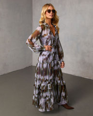 Lasso the Moon Abstract Chiffon Maxi Dress