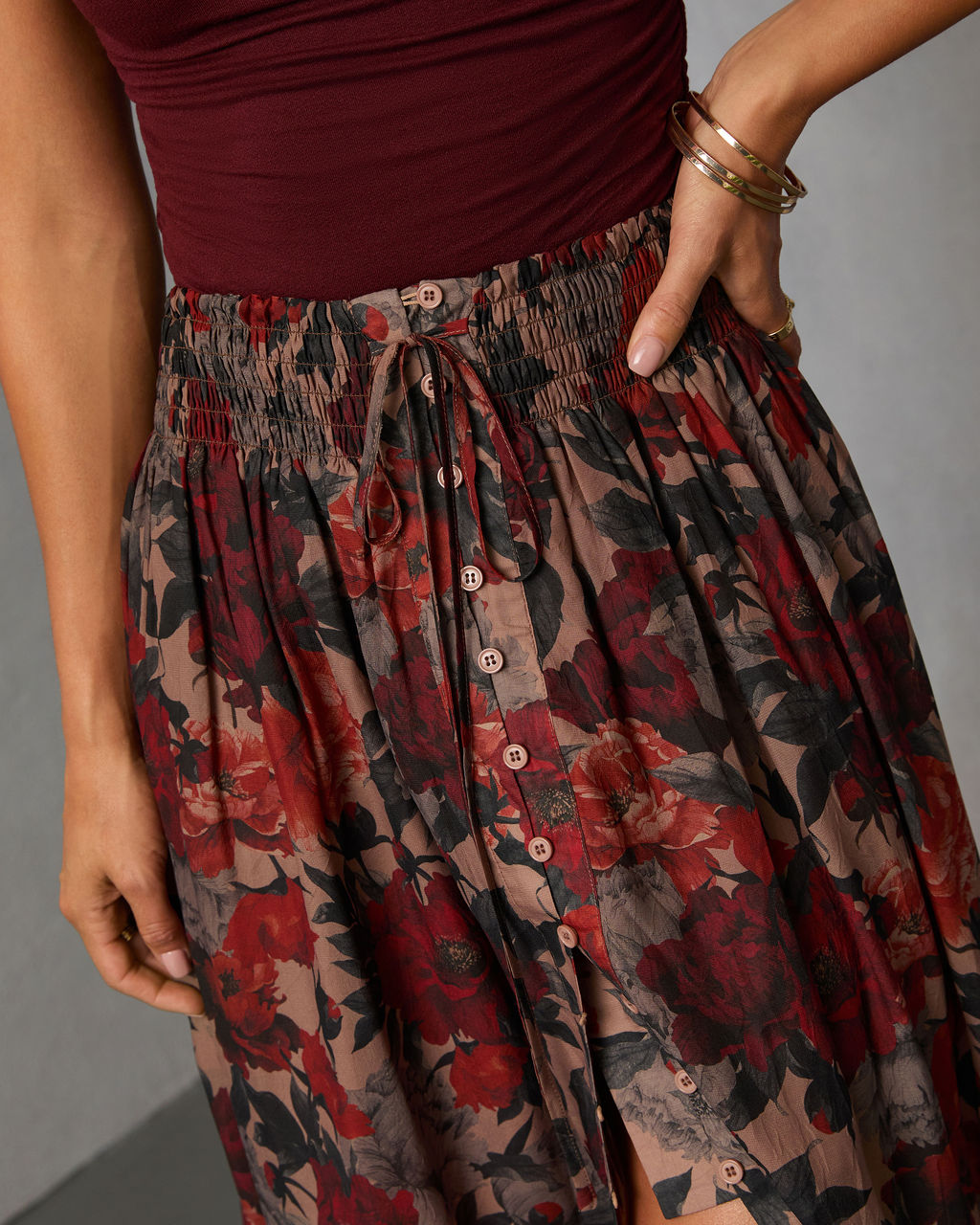 Levvie Front Tie Maxi Skirt