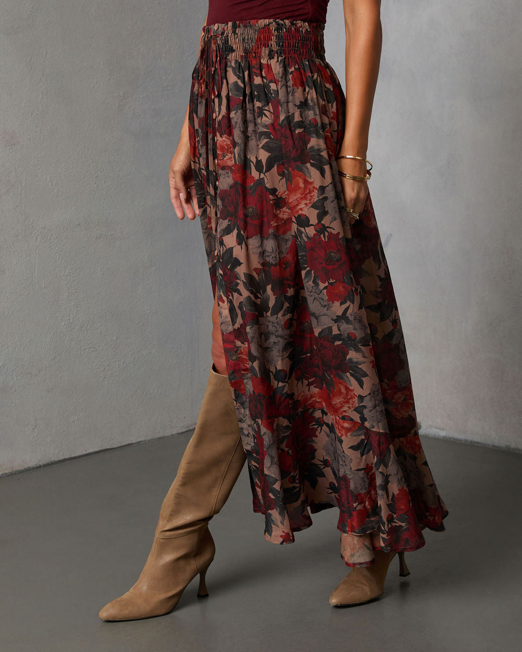 Levvie Front Tie Maxi Skirt