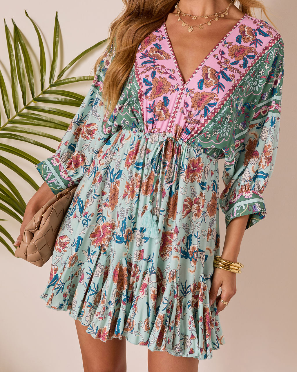 Skylar Floral Tassel Tie Mini Dress