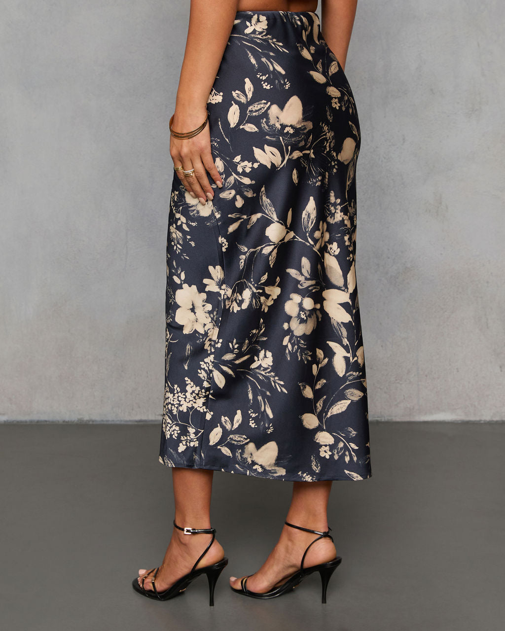 Spiced Honey Printed Satin Midi Skirt