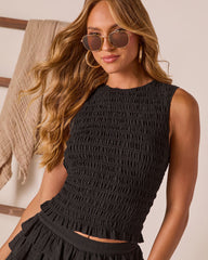 Saddle Check Smocked Tank