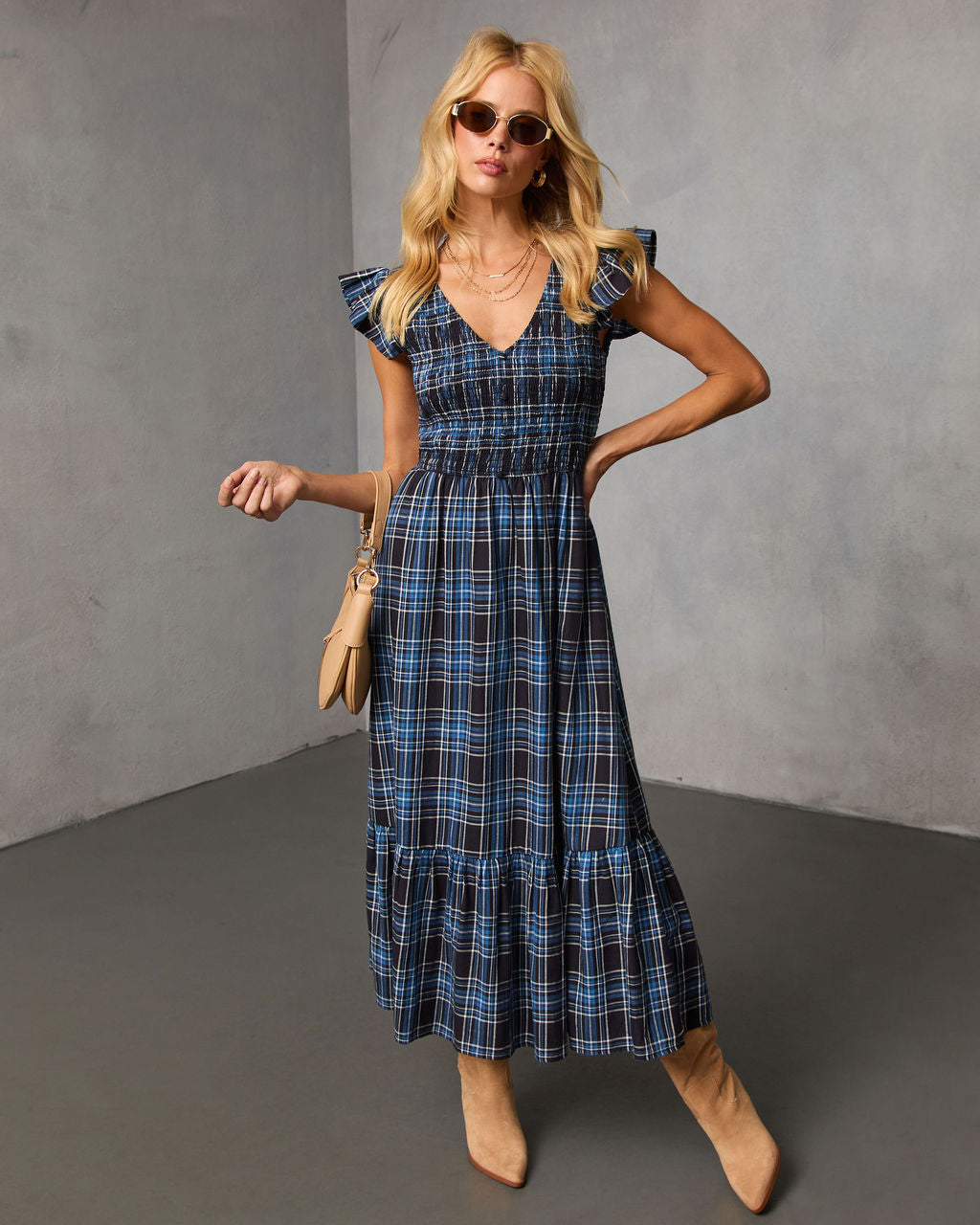 Bayberry Plaid Midi Dress