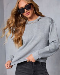 Montie Embellished Neckline Sweatshirt
