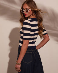 Starlit Prairie Striped Short Sleeve Sweater
