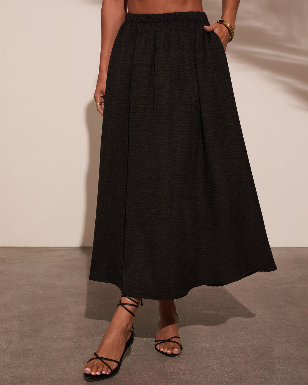 Selangie Pleated Crinkle Maxi Skirt