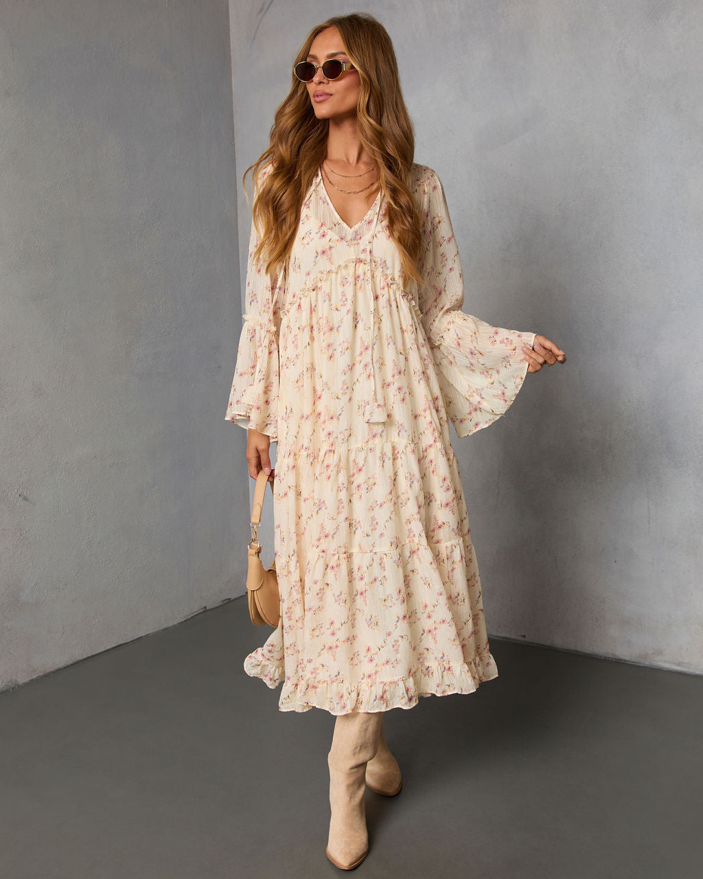 Amber Drift Printed Maxi Dress