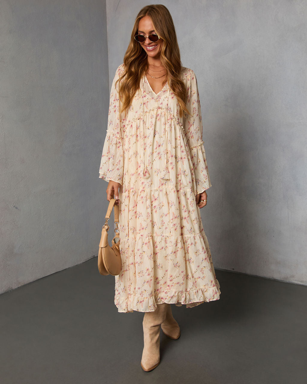 Amber Drift Printed Maxi Dress