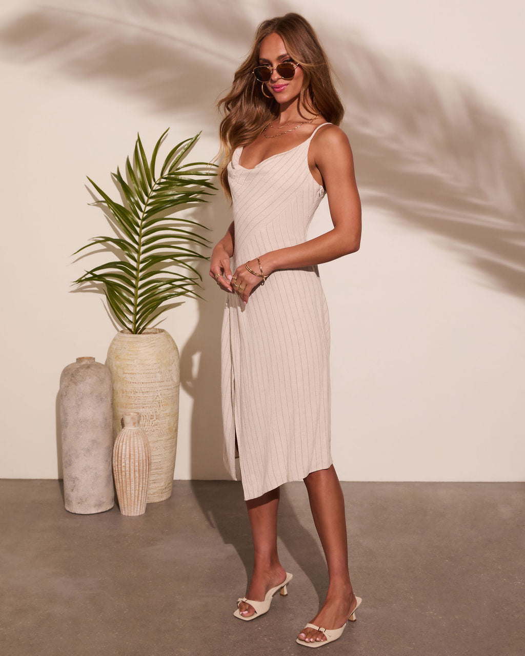 Solmara Pinstripe Midi Dress