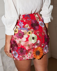 Love Notes Floral Applique Mini Skirt