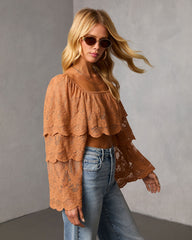 Cinnamon Trail Tiered Lace Crop Top