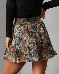 Meadow Moon Printed Organza Mini Skort