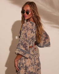 Moonlit Bloom Bust Tie Peasant Top