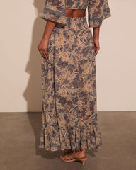 Moonlit Bloom Lace Up Maxi Skirt