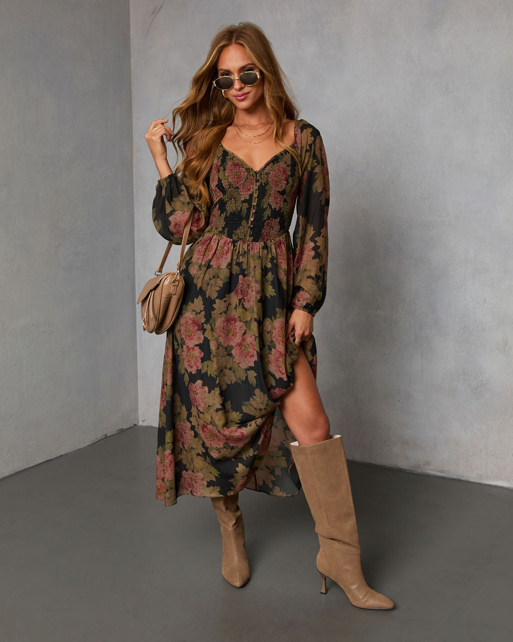 Mekia Printed Smocked Maxi Dress