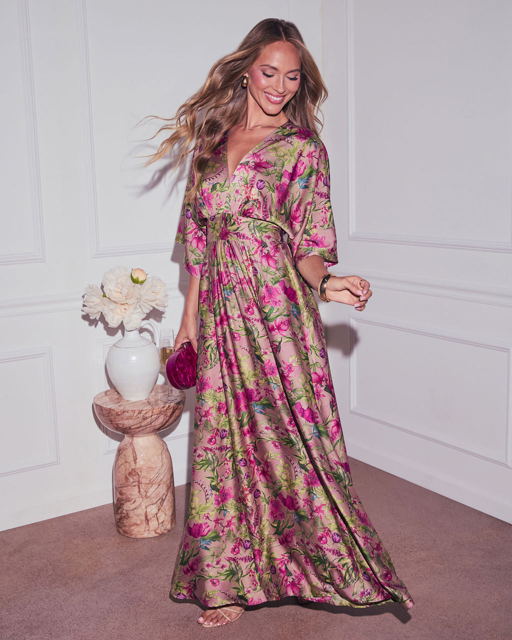Significant Other Satin Floral Maxi Dress
