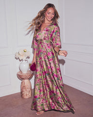 Significant Other Satin Floral Maxi Dress