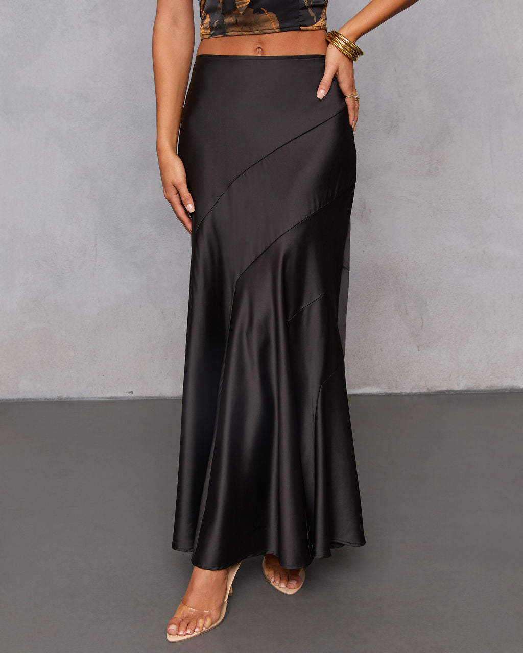 Night Mode Satin Maxi Skirt