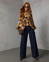 Wildflower Whimsy Printed Mock Neck Top