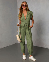 Dalena Short Sleeve Tie Waist Jumpsuit