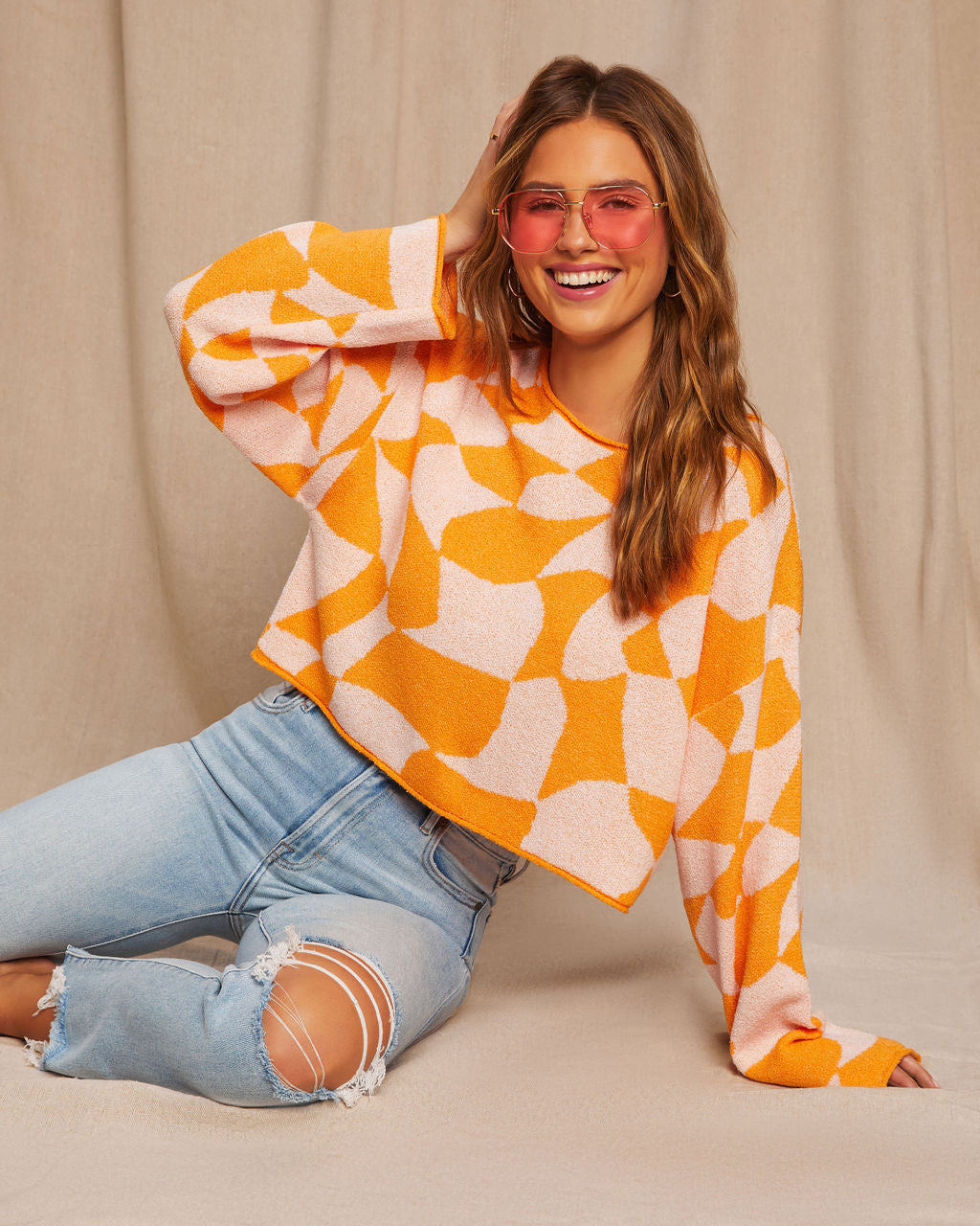 Rowyn Checkered Abstract Sweater