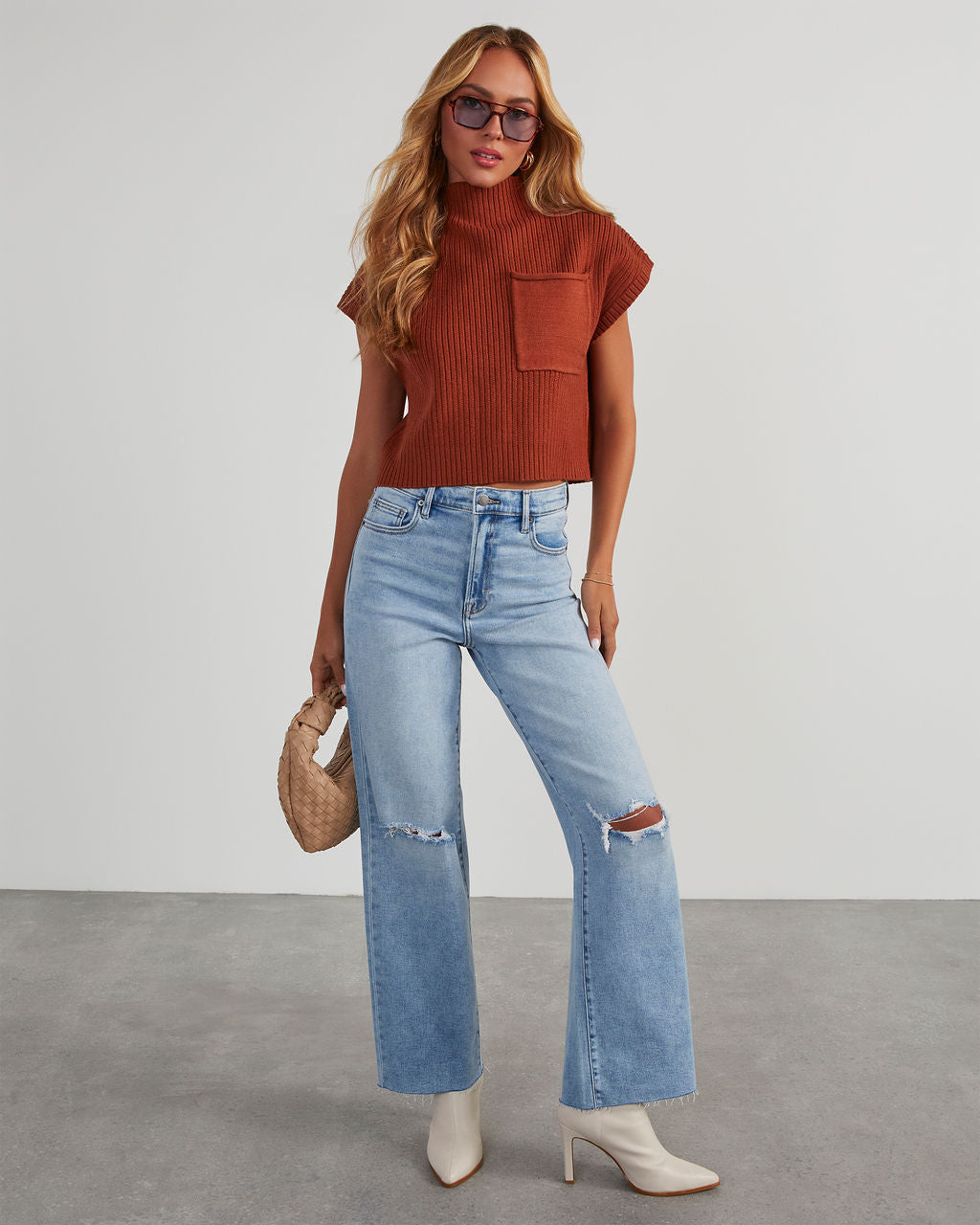 Brooke Mock Neck Short Sleeve Sweater